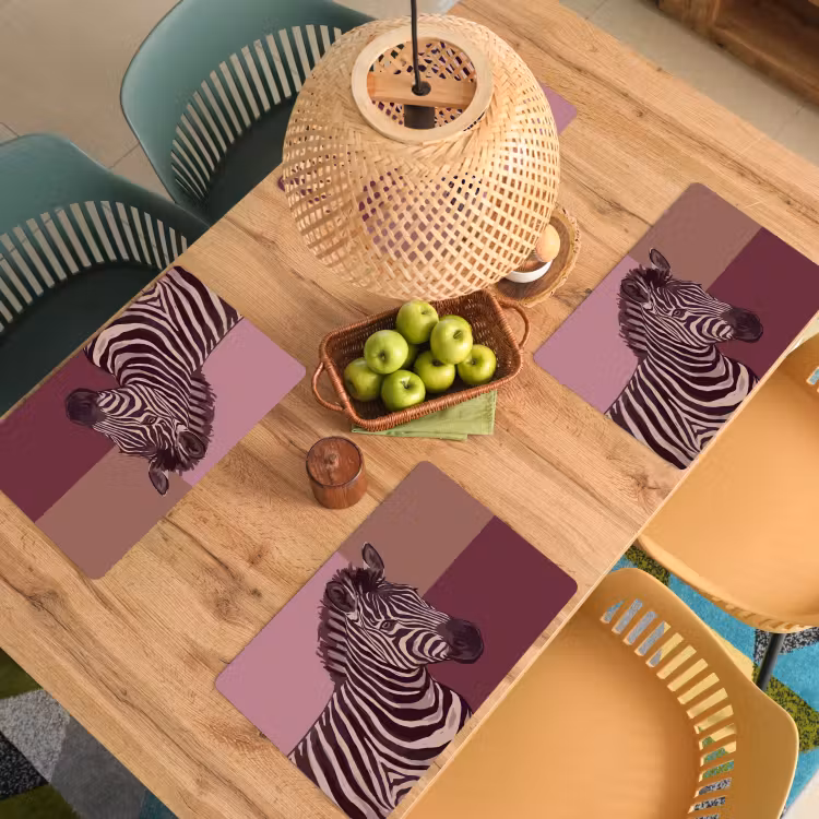Dieren - Zebrahoofd - Wildlife - Modern - Bruin Placemat vinyl groot -zzsfeer5_Kitchenyeah-website