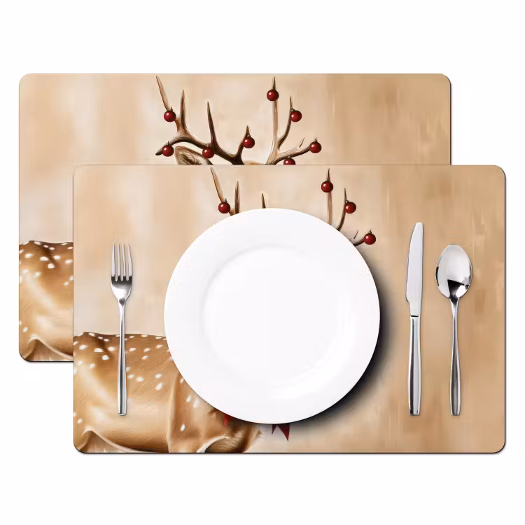 Gewei - Kerst - Rendier - Rood Placemat vinyl groot -zzsfeer2_Kitchenyeah-website