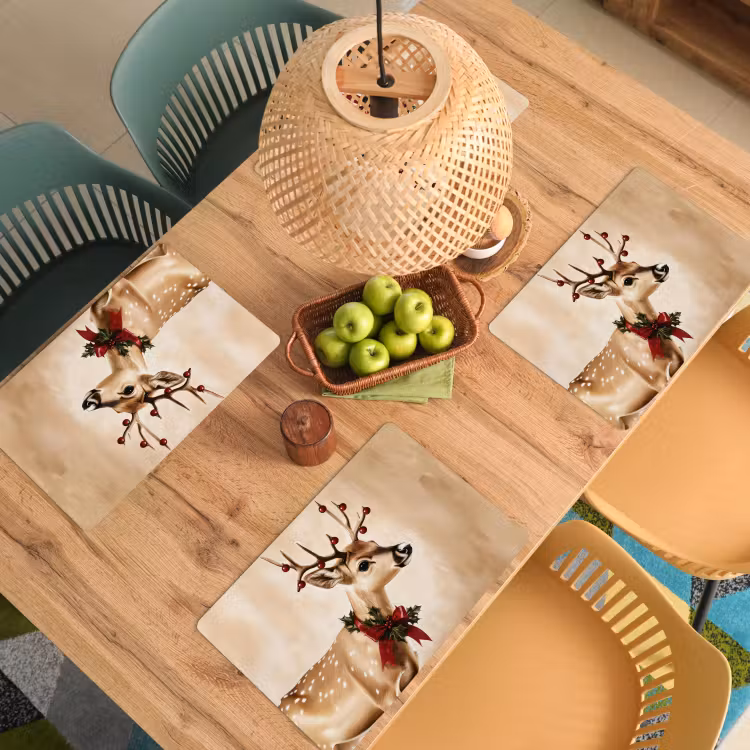 Gewei - Kerst - Rendier - Rood Placemat vinyl groot -zzsfeer5_Kitchenyeah-website