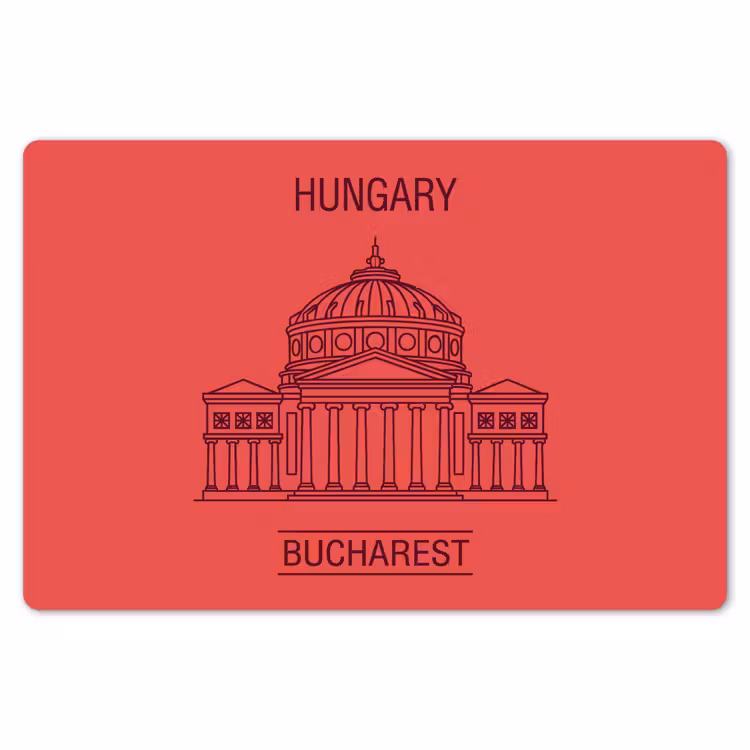 Architectuur - Boekarest - Stedelijk - Lijntekening - Rood Placemat vinyl groot -zzsfeer1_Kitchenyeah-website