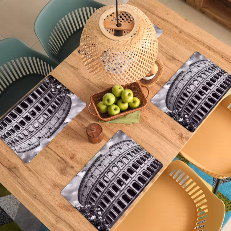 Architectuur - Colosseum - Rome - Historisch - Zwart-wit Placemat vinyl groot -zzsfeer5_Kitchenyeah-website