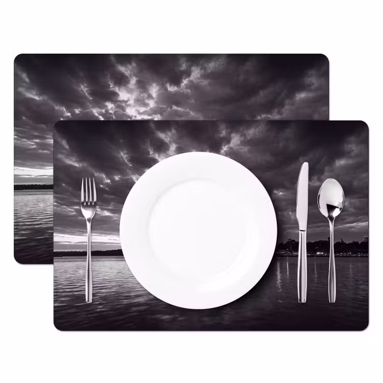 Architectuur - Water - Stad - Modern - Zwart-wit Placemat vinyl groot -zzsfeer2_Kitchenyeah-website
