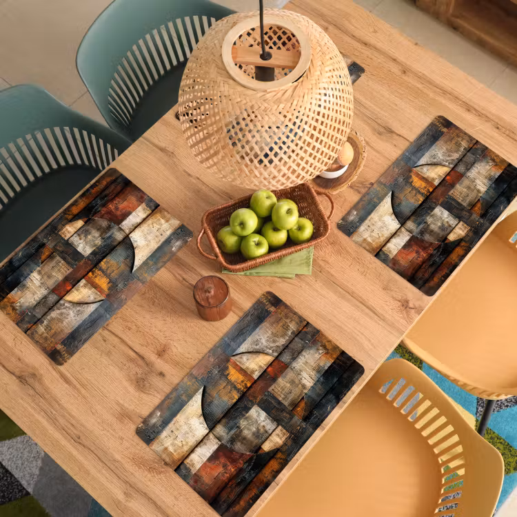 Kunst - Bruin - Abstract - Hout motief Placemat vinyl groot -zzsfeer5_Kitchenyeah-website