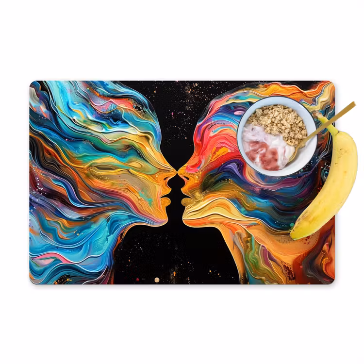Kunst - Kleurrijk - Vrouw - Art - Abstract - Gezichten Placemat vinyl groot -zzzproduct_Kitchenyeah-website