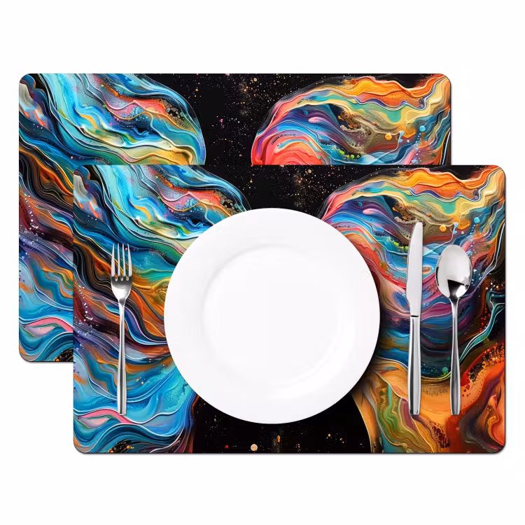 Kunst - Kleurrijk - Vrouw - Art - Abstract - Gezichten Placemat vinyl groot -zzsfeer2_Kitchenyeah-website