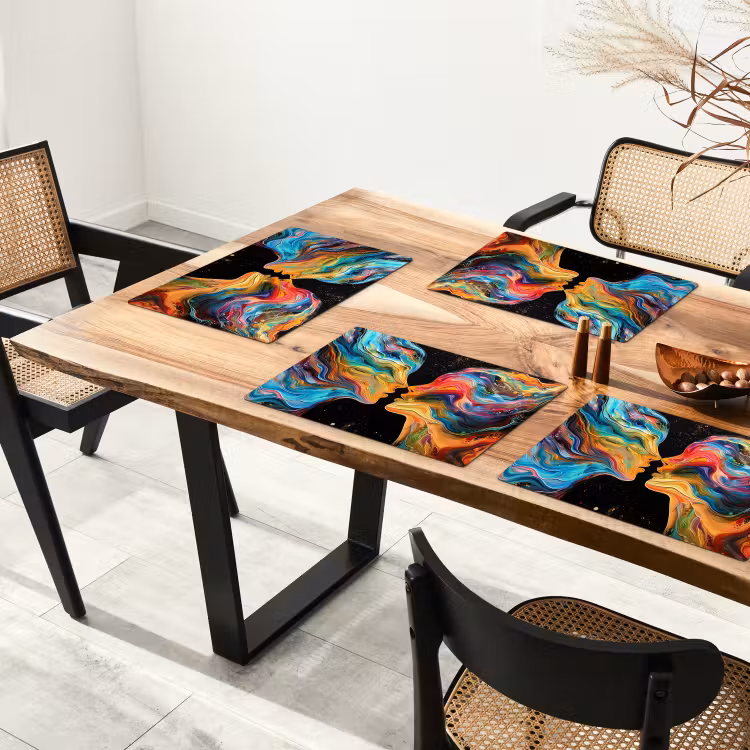 Kunst - Kleurrijk - Vrouw - Art - Abstract - Gezichten Placemat vinyl groot -zzsfeer4_Kitchenyeah-website