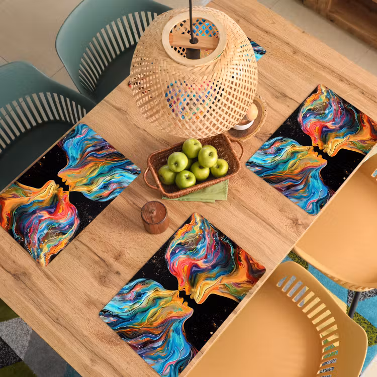 Kunst - Kleurrijk - Vrouw - Art - Abstract - Gezichten Placemat vinyl groot -zzsfeer5_Kitchenyeah-website