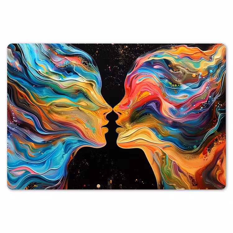 Kunst - Kleurrijk - Vrouw - Art - Abstract - Gezichten Placemat vinyl groot -zzsfeer1_Kitchenyeah-website
