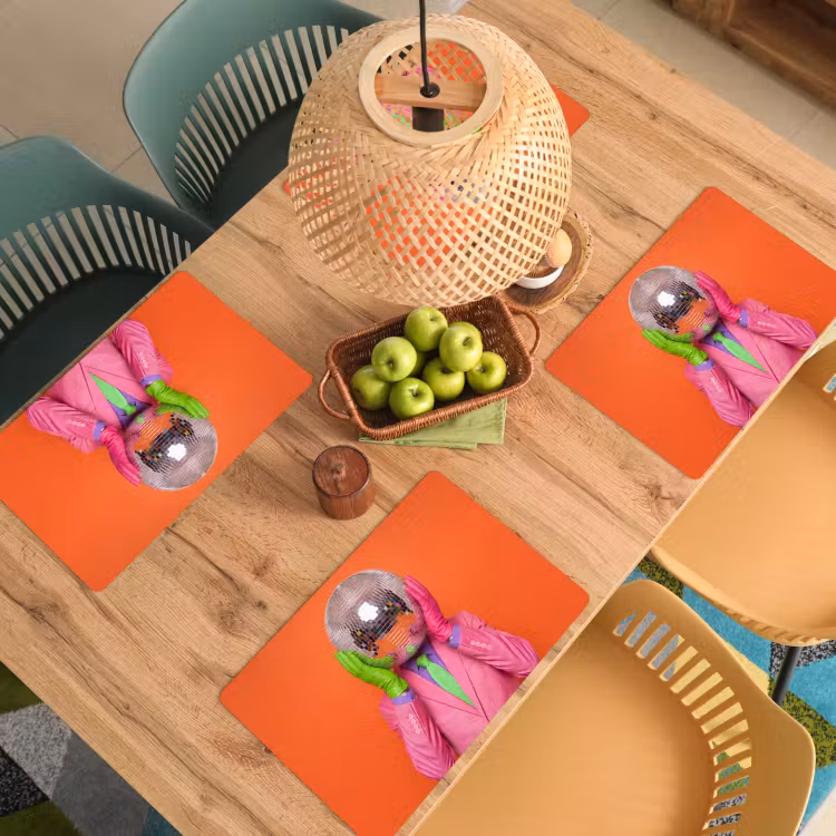 Kunst - Disco bal - Kleurrijk - Modern - Studio Placemat vinyl groot -zzsfeer5_Kitchenyeah-website