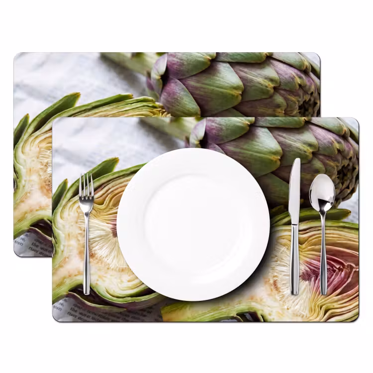 Placemat - 6 pieces - Artichoke - Cut in Half - Food - Artisjok - Doorgesneden - Eten Placemat vinyl groot