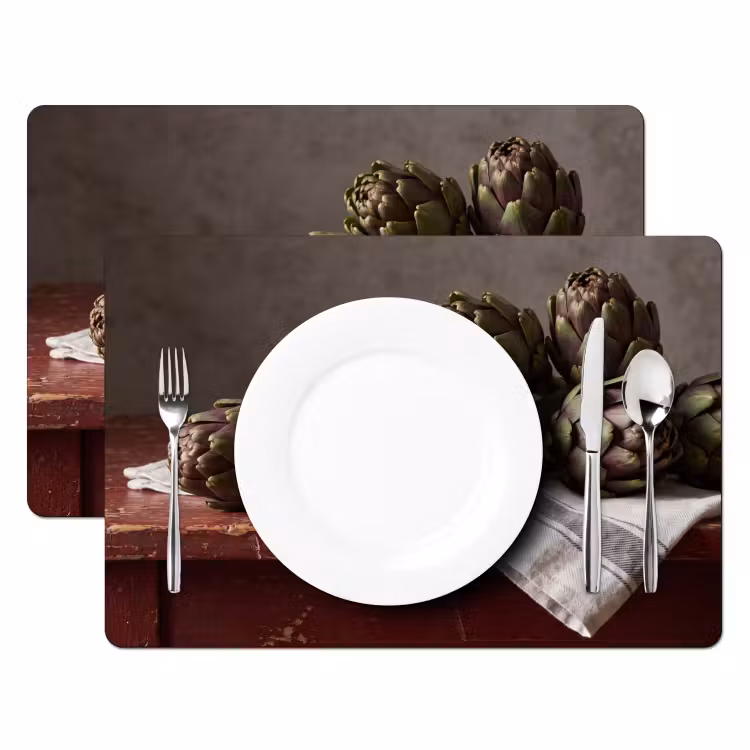 Placemat - 6 pieces - Artichoke - Food - Rustic - Artisjok - Eten - Rustiek Placemat vinyl groot