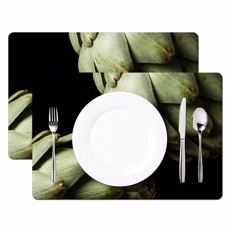 Placemat - 6 pieces - Artichoke - Green - Food - Artisjok - Groen - Eten Placemat vinyl groot