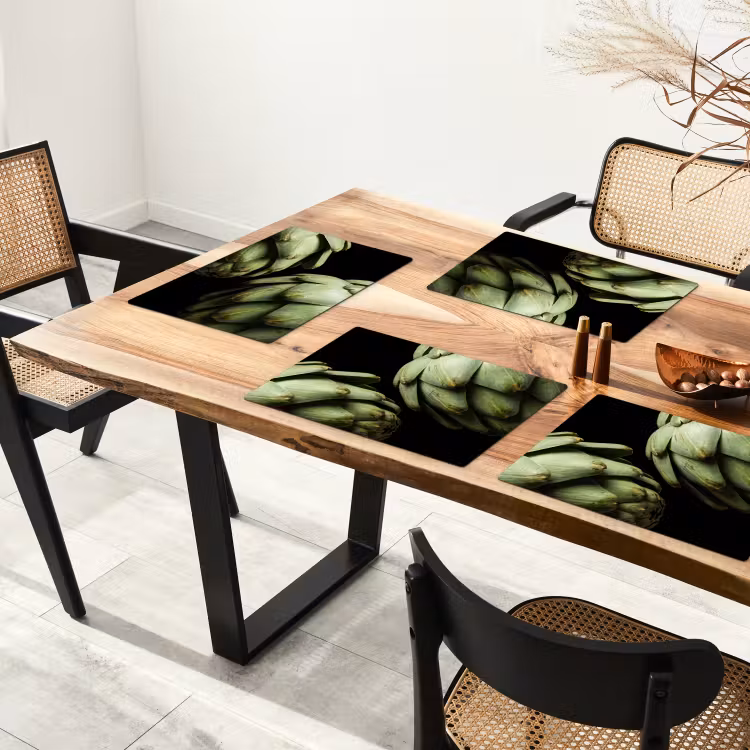 Placemat - 6 pieces - Artichoke - Green - Food - Artisjok - Groen - Eten Placemat vinyl groot
