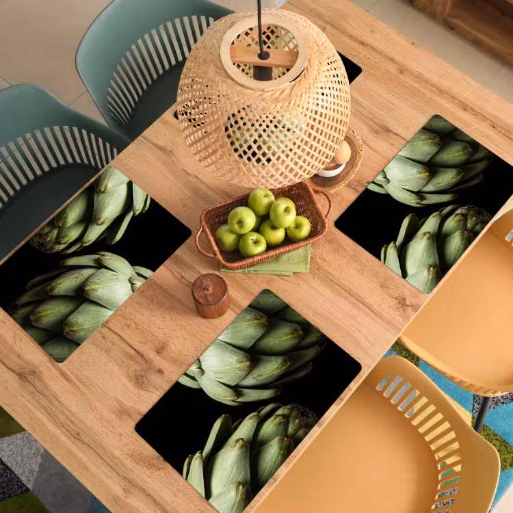 Placemat - 6 pieces - Artichoke - Green - Food - Artisjok - Groen - Eten Placemat vinyl groot