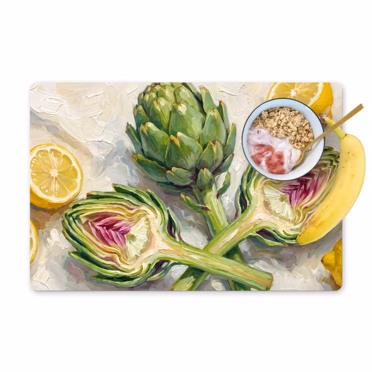 Placemat - 6 pieces - Artichoke - Lemon - Food - Artisjok - Citroen - Eten Placemat vinyl groot