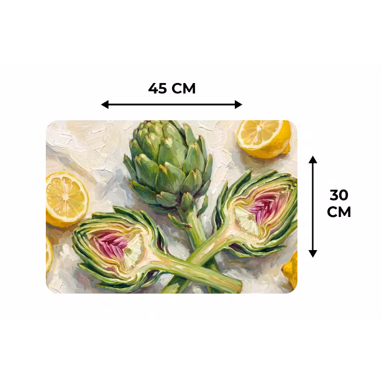 Placemat - 6 pieces - Artichoke - Lemon - Food - Artisjok - Citroen - Eten Placemat vinyl groot