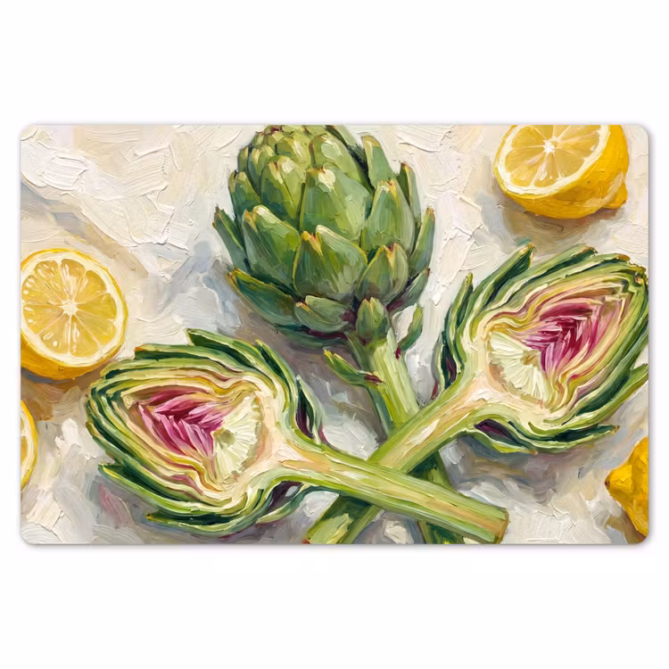 Placemat - 6 pieces - Artichoke - Lemon - Food - Artisjok - Citroen - Eten Placemat vinyl groot