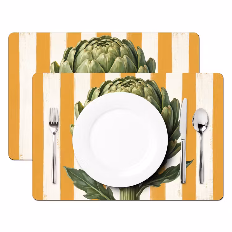 Placemat - 6 pieces - Artichoke - Modern - Vegetable - Artisjok - Modern - Groente Placemat vinyl groot