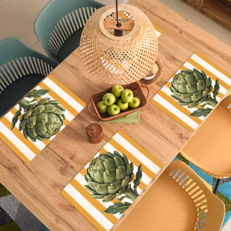 Placemat - 6 pieces - Artichoke - Modern - Vegetable - Artisjok - Modern - Groente Placemat vinyl groot