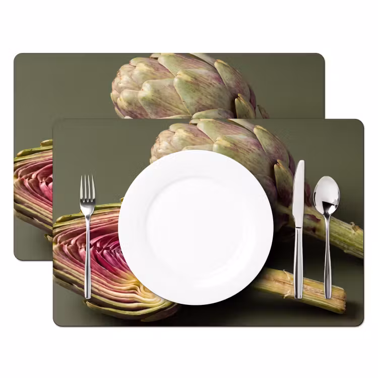 Placemat - 6 pieces - Artichoke - Purple - Food - Artisjok - Paars - Voedsel Placemat vinyl groot