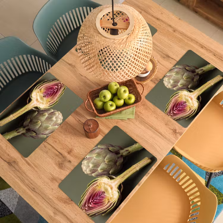 Placemat - 6 pieces - Artichoke - Purple - Food - Artisjok - Paars - Voedsel Placemat vinyl groot