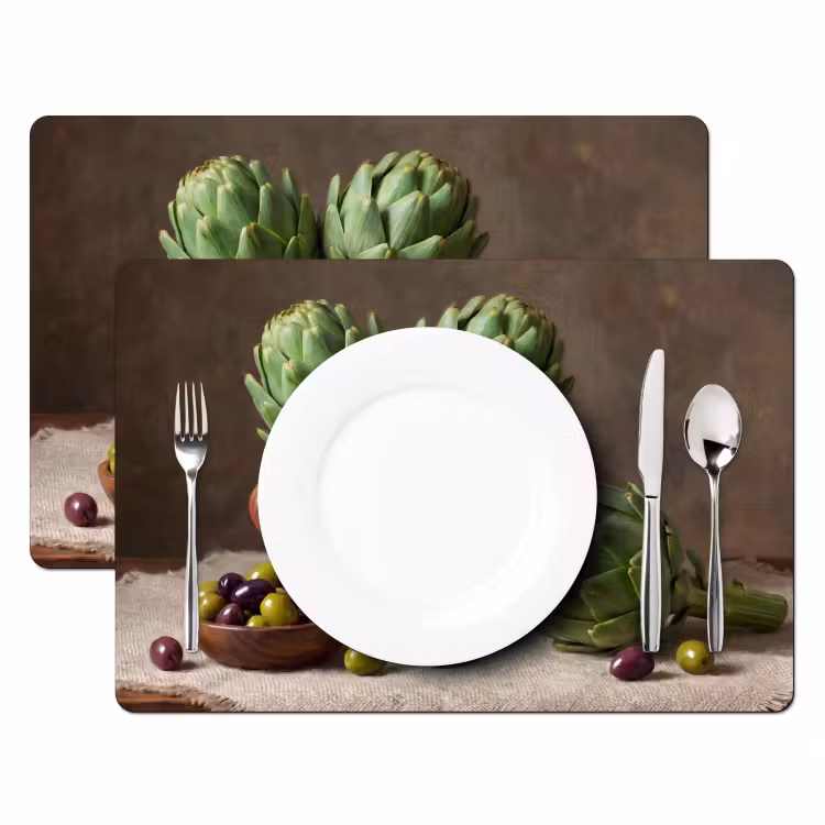 Placemat - 6 pieces - Artichokes - Olives - Food - Artisjokken - Olijven - Eten Placemat vinyl groot