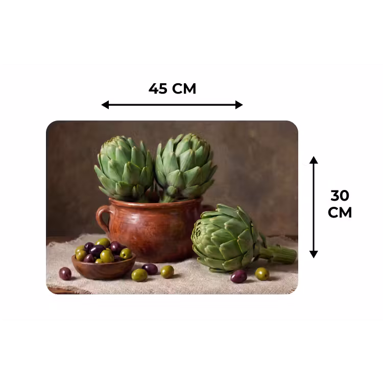 Placemat - 6 pieces - Artichokes - Olives - Food - Artisjokken - Olijven - Eten Placemat vinyl groot