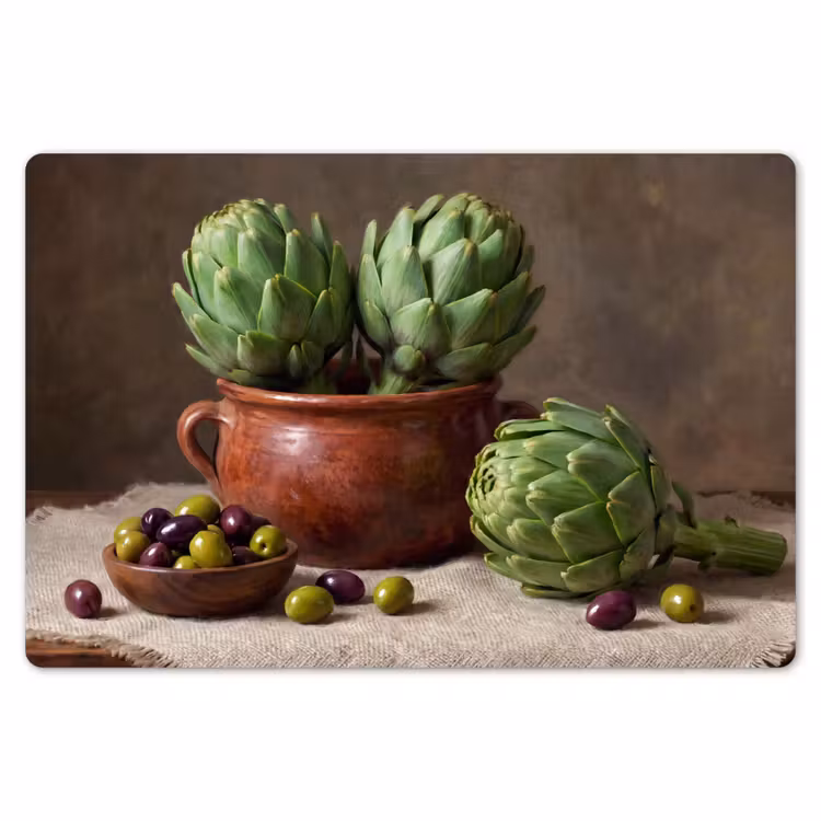 Placemat - 6 pieces - Artichokes - Olives - Food - Artisjokken - Olijven - Eten Placemat vinyl groot
