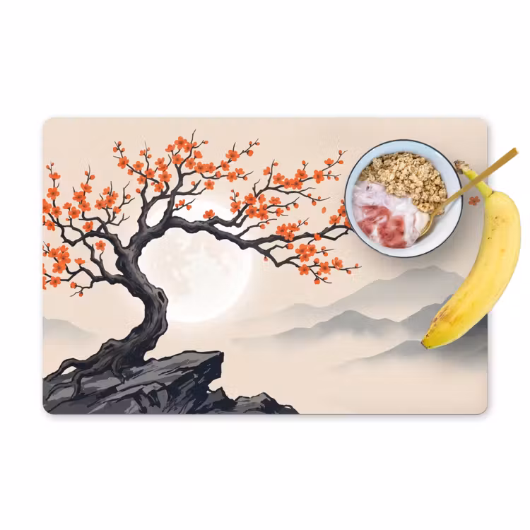 Aziatisch - Bloesem - Rood Placemat vinyl groot -zzzproduct_Kitchenyeah-website