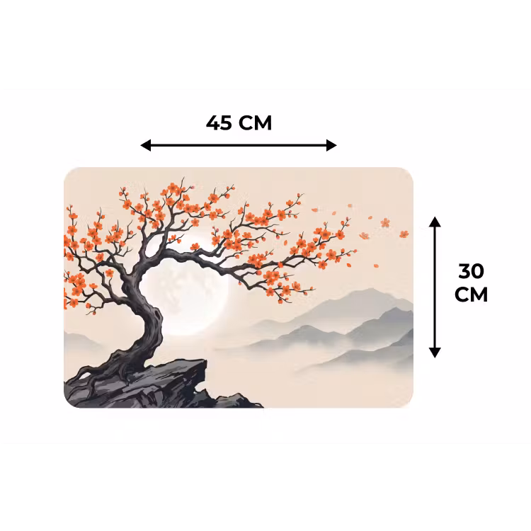 Aziatisch - Bloesem - Rood Placemat vinyl groot -specs