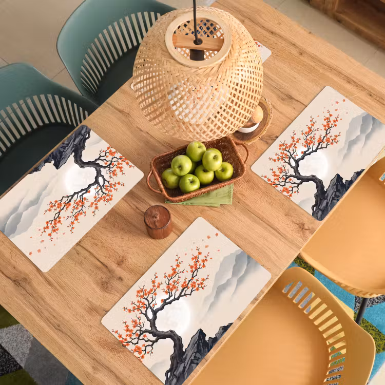 Aziatisch - Bloesem - Rood Placemat vinyl groot -zzsfeer5_Kitchenyeah-website