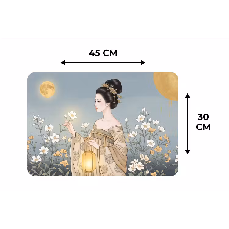 Aziatisch - Vrouw - Kimono Placemat vinyl groot -specs