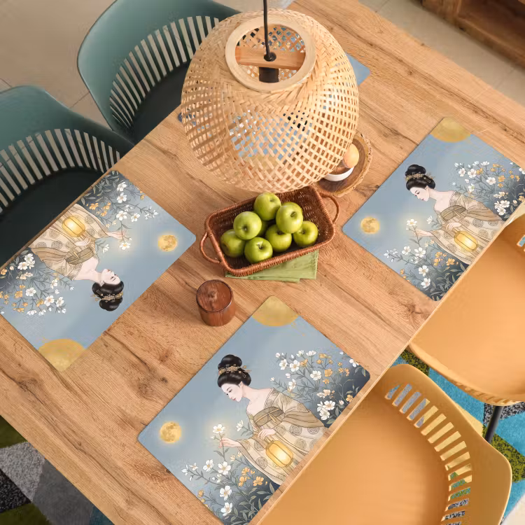 Aziatisch - Vrouw - Kimono Placemat vinyl groot -zzsfeer5_Kitchenyeah-website