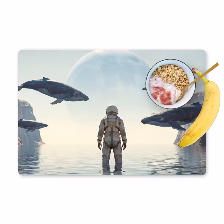 Placemat - 6 pieces - Astronaut - Whale - Fantasy - Ruimtevaarder - Walvis - Fantasie Placemat vinyl groot