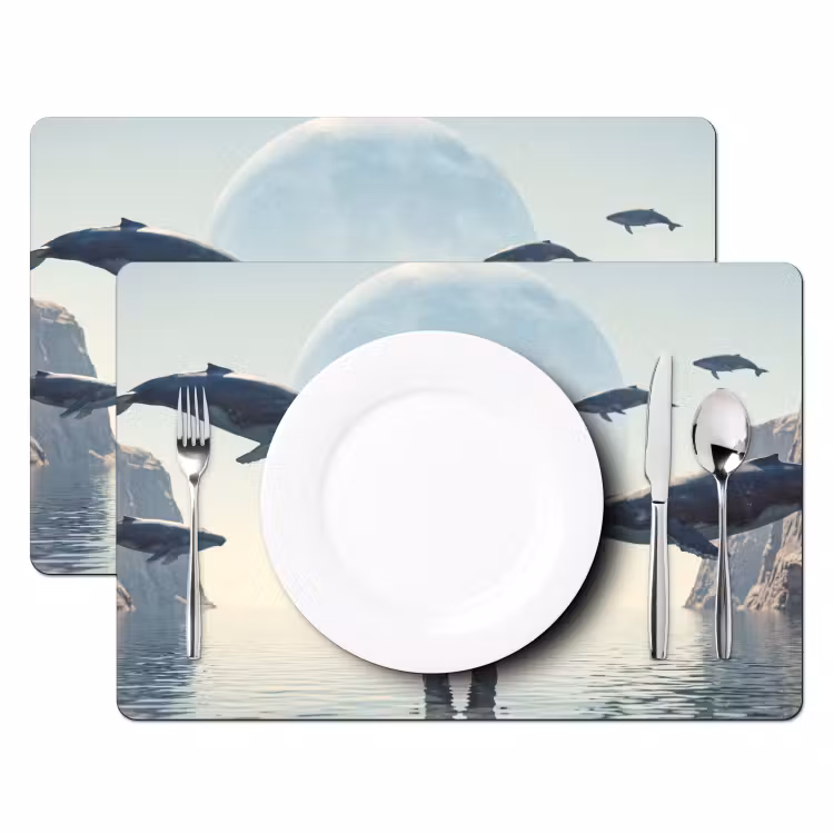 Placemat - 6 pieces - Astronaut - Whale - Fantasy - Ruimtevaarder - Walvis - Fantasie Placemat vinyl groot