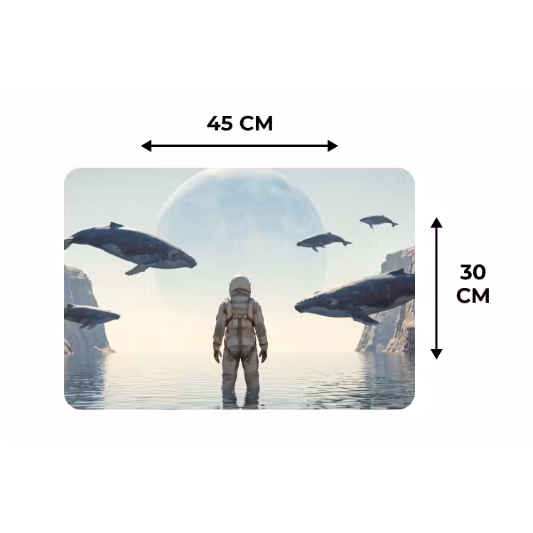 Placemat - 6 pieces - Astronaut - Whale - Fantasy - Ruimtevaarder - Walvis - Fantasie Placemat vinyl groot