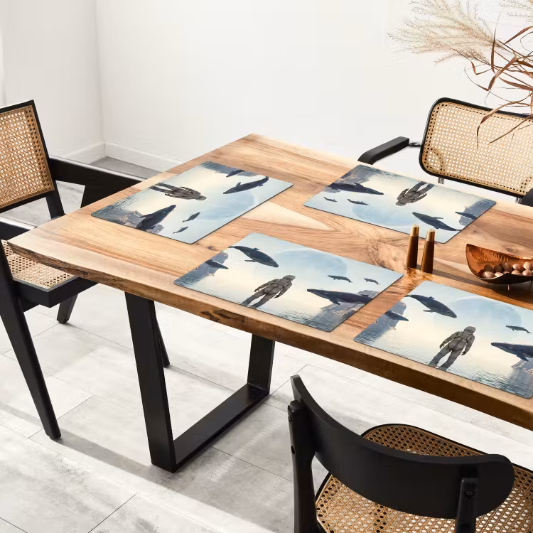 Placemat - 6 pieces - Astronaut - Whale - Fantasy - Ruimtevaarder - Walvis - Fantasie Placemat vinyl groot