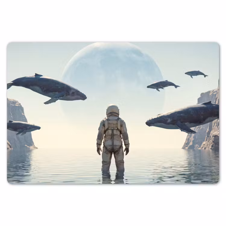 Placemat - 6 pieces - Astronaut - Whale - Fantasy - Ruimtevaarder - Walvis - Fantasie Placemat vinyl groot