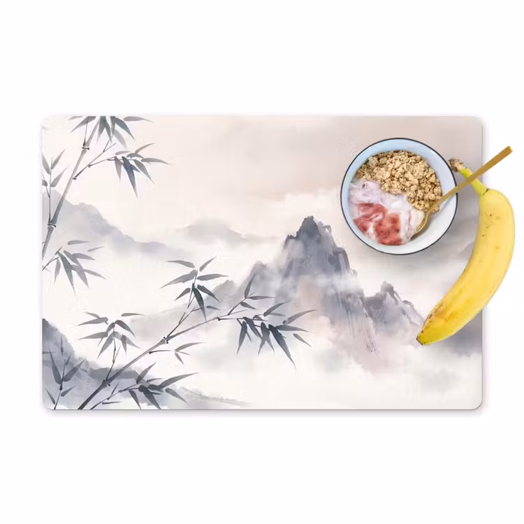 Bamboe - Azië - Grijs Placemat vinyl groot -zzzproduct_Kitchenyeah-website