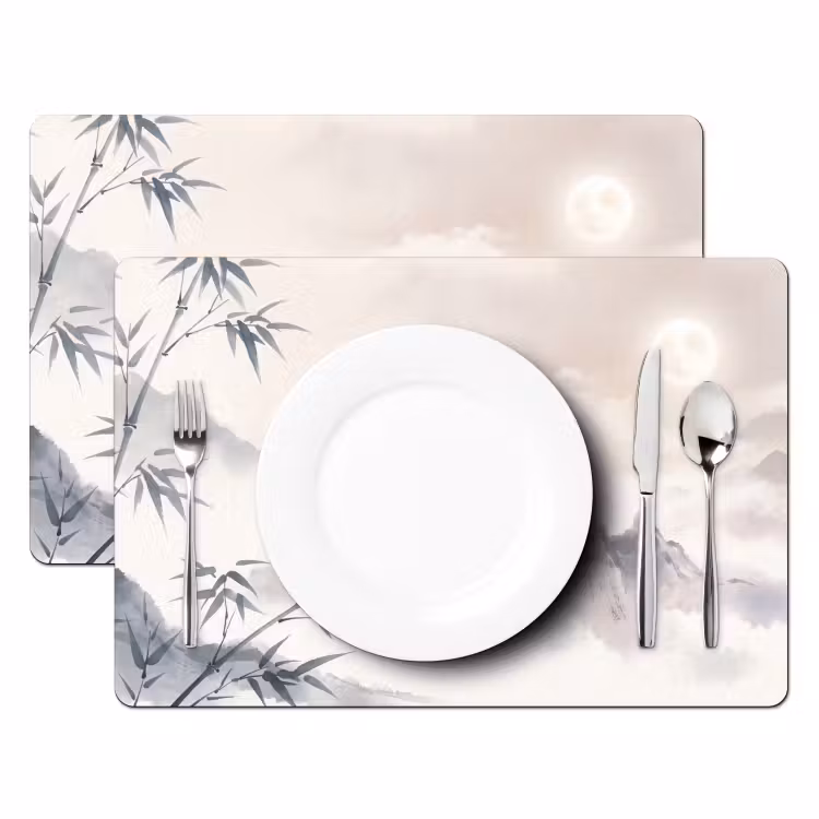Bamboe - Azië - Grijs Placemat vinyl groot -zzsfeer2_Kitchenyeah-website