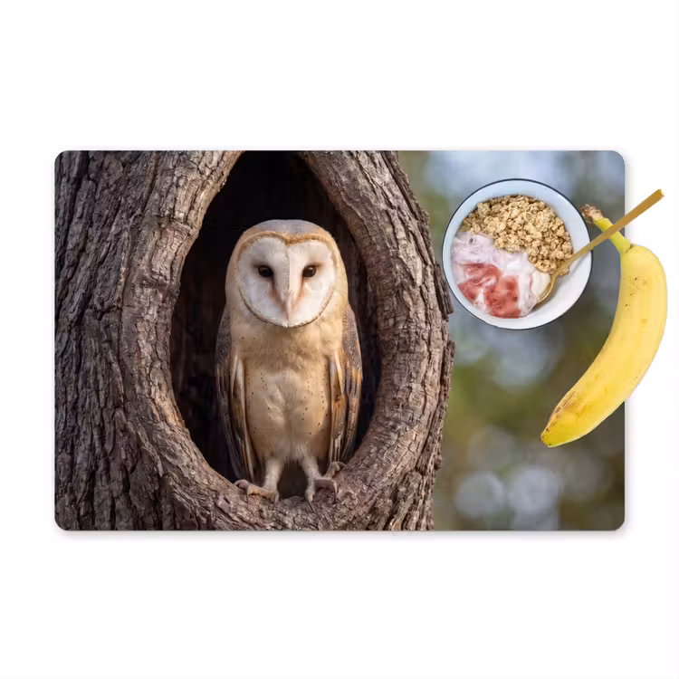 Kerkuil - Boom - Natuur - Bruin Placemat vinyl groot -zzzproduct_Kitchenyeah-website