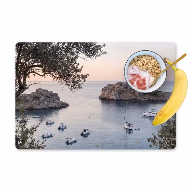 Placemat - 6 pieces - Bay - boats - sunset - Baai - boten - zonsondergang Placemat vinyl groot