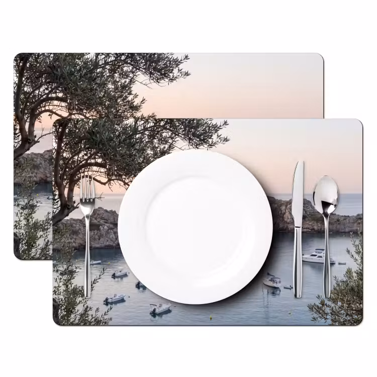 Placemat - 6 pieces - Bay - boats - sunset - Baai - boten - zonsondergang Placemat vinyl groot