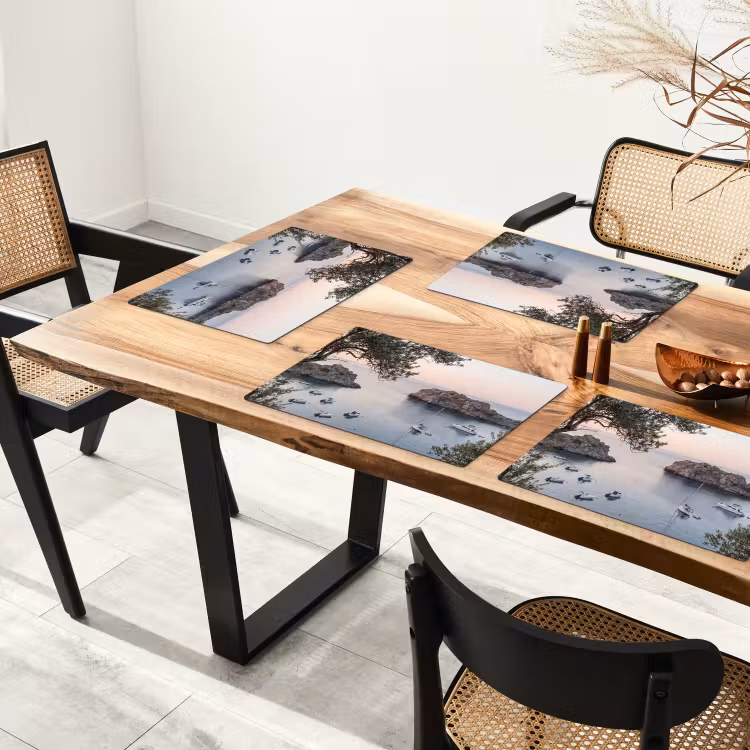 Placemat - 6 pieces - Bay - boats - sunset - Baai - boten - zonsondergang Placemat vinyl groot