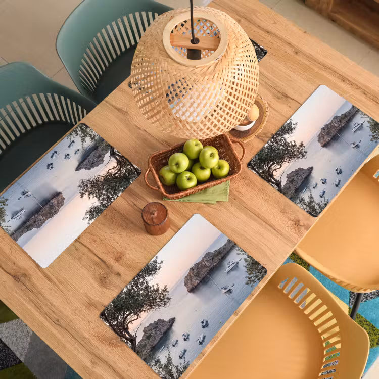 Placemat - 6 pieces - Bay - boats - sunset - Baai - boten - zonsondergang Placemat vinyl groot