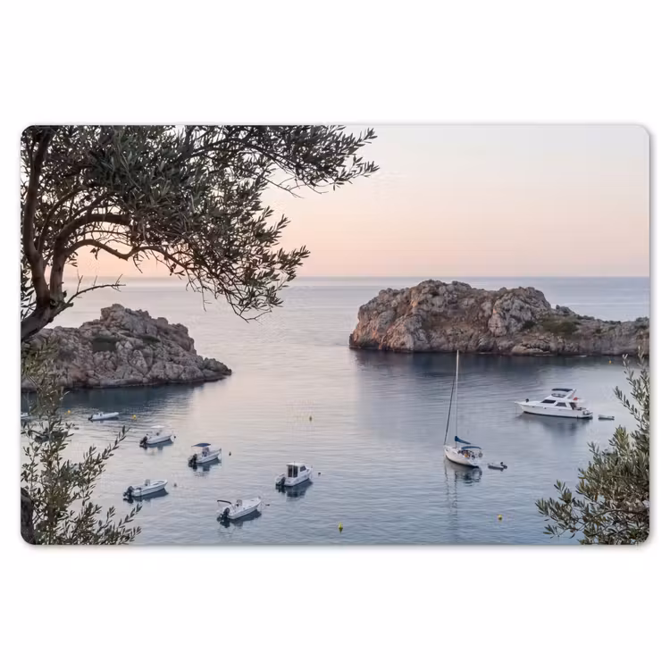 Placemat - 6 pieces - Bay - boats - sunset - Baai - boten - zonsondergang Placemat vinyl groot