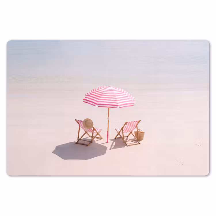 Strand - Parasol - Ligstoel - Zomer - Roze Placemat vinyl groot -zzsfeer1_Kitchenyeah-website
