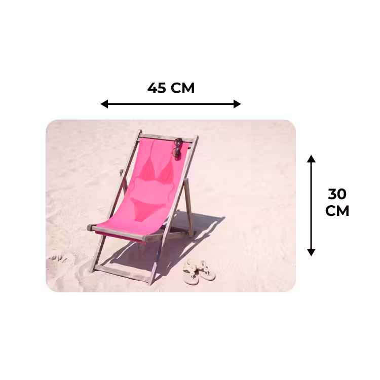 Strand - Ligstoel - Badkleding - Zomer - Roze Placemat vinyl groot -specs