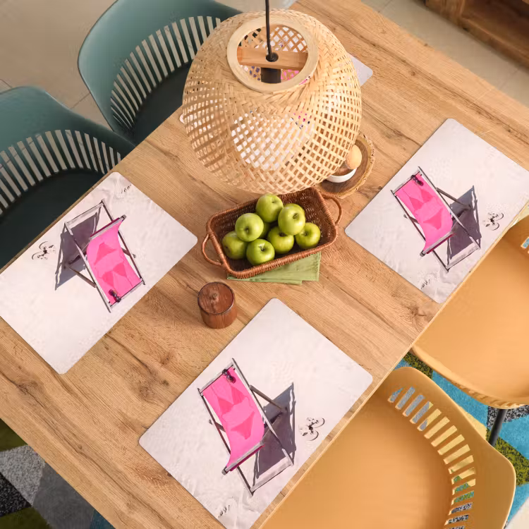 Strand - Ligstoel - Badkleding - Zomer - Roze Placemat vinyl groot -zzsfeer5_Kitchenyeah-website