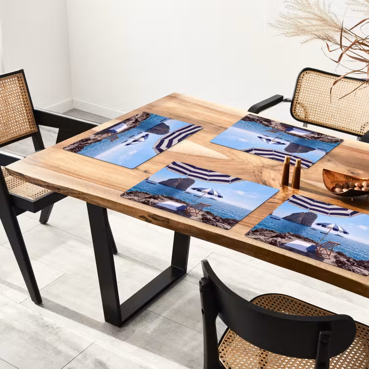 Strand - Ligstoel - Parasol - Zomer - Blauw Placemat vinyl groot -zzsfeer4_Kitchenyeah-website